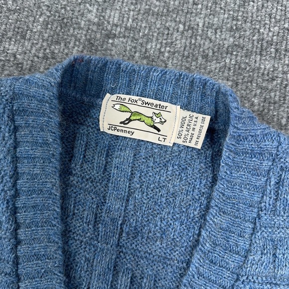JCPenney The Fox Sweater Vest Men LT Waffle Textured Wool Made in USA Vintage 80 - Picture 4 of 9